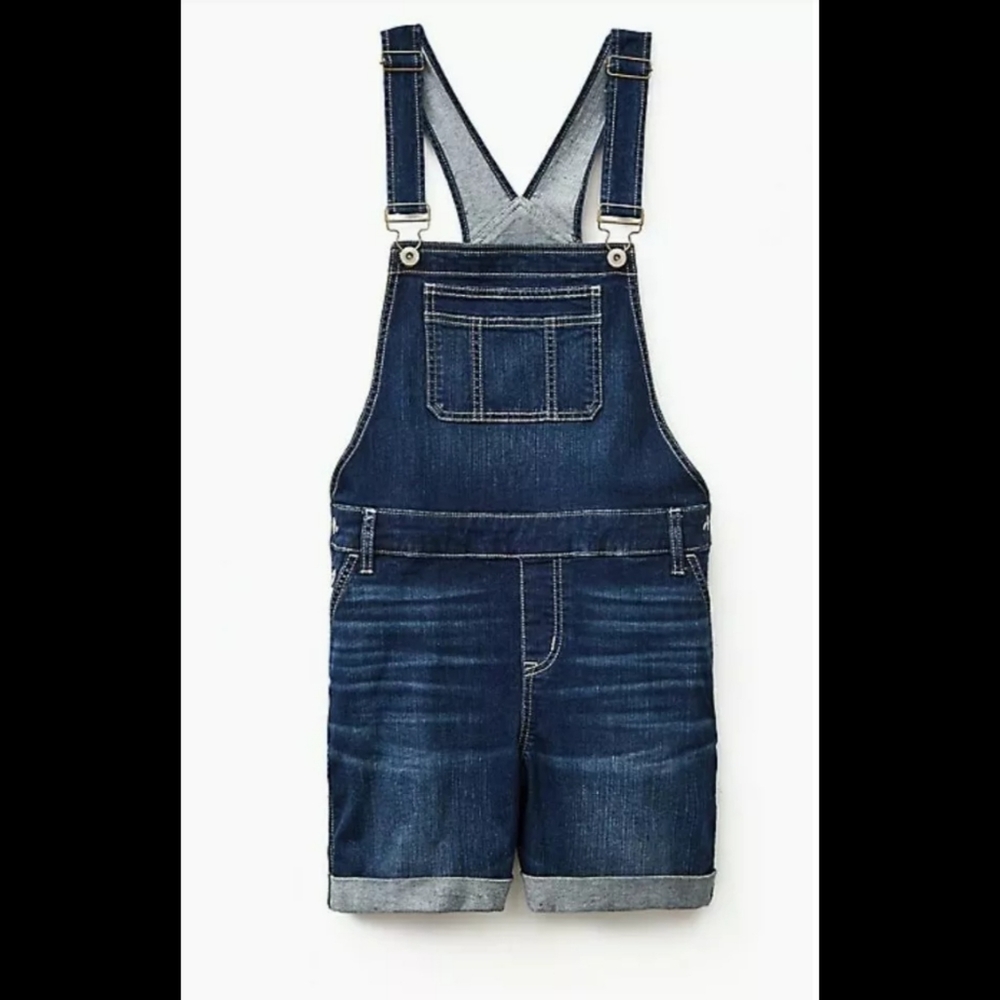 TORRID SHORTALL - VINTAGE STRETCH DARK WASH DETAIL